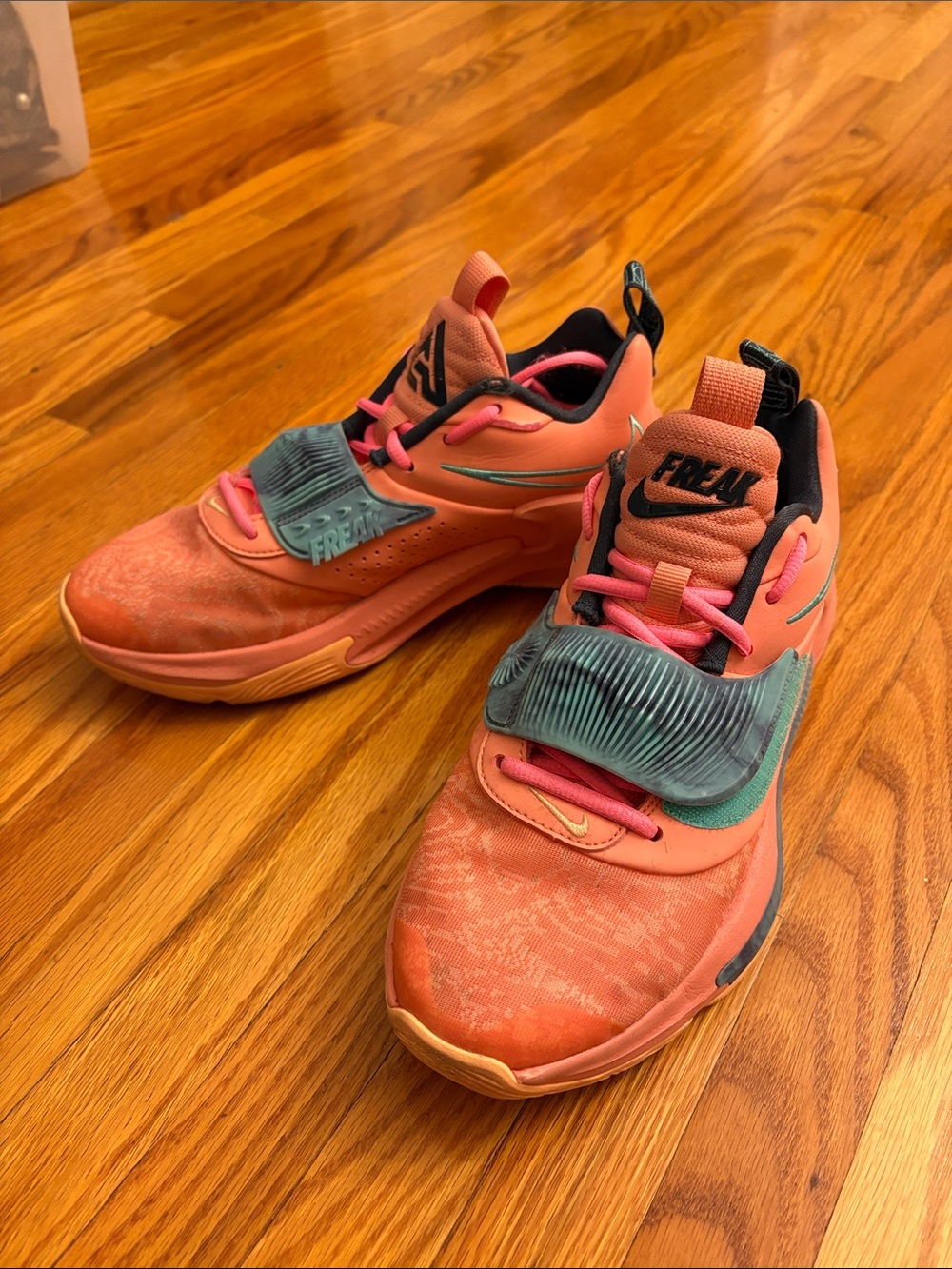 RARE Nike Zoom Freak 3 "Stay Freaky" Coral and Teal Strap Sneakers